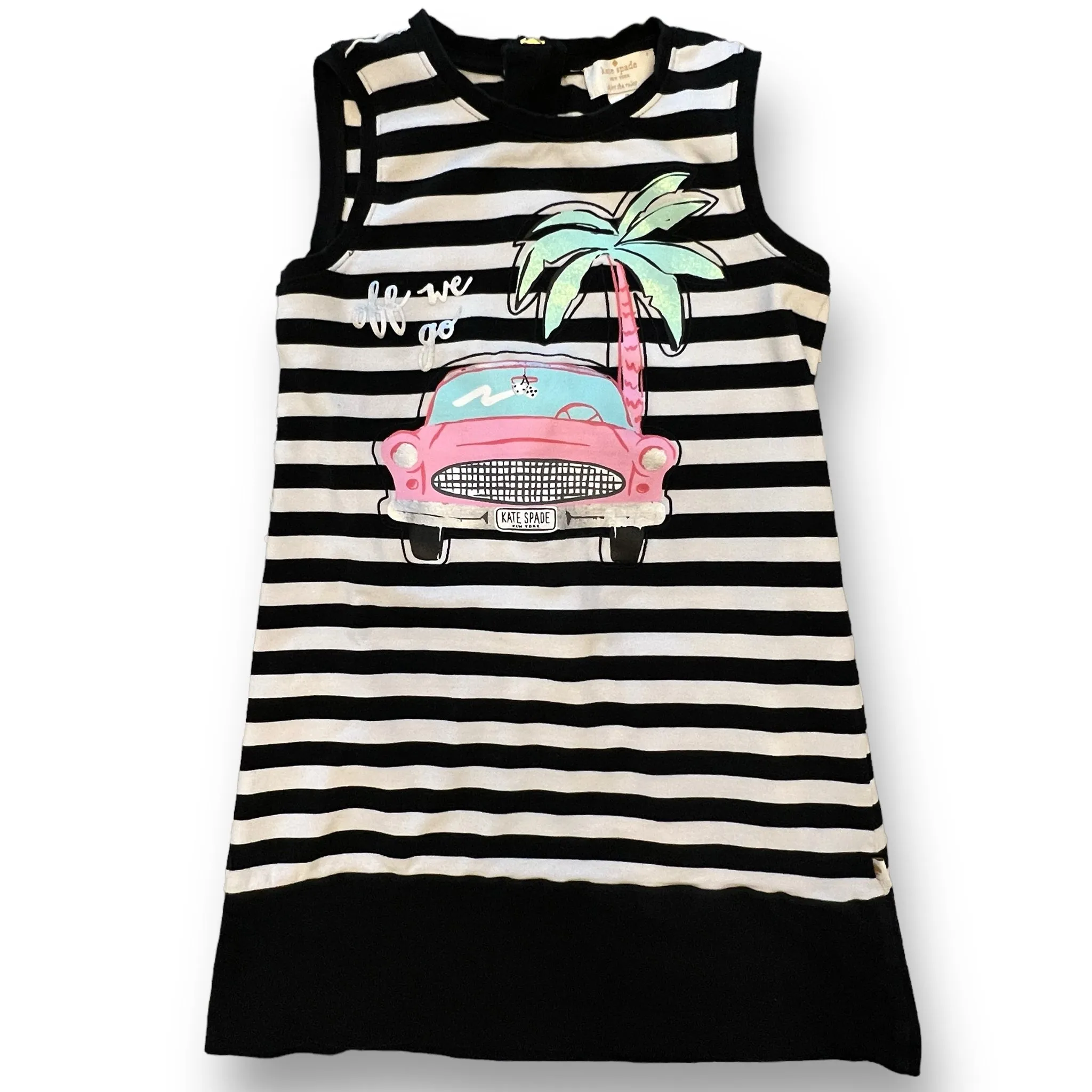 Girls Kate Spade Size 8 B&W Striped Road Trip Zippered Specialty Dress
