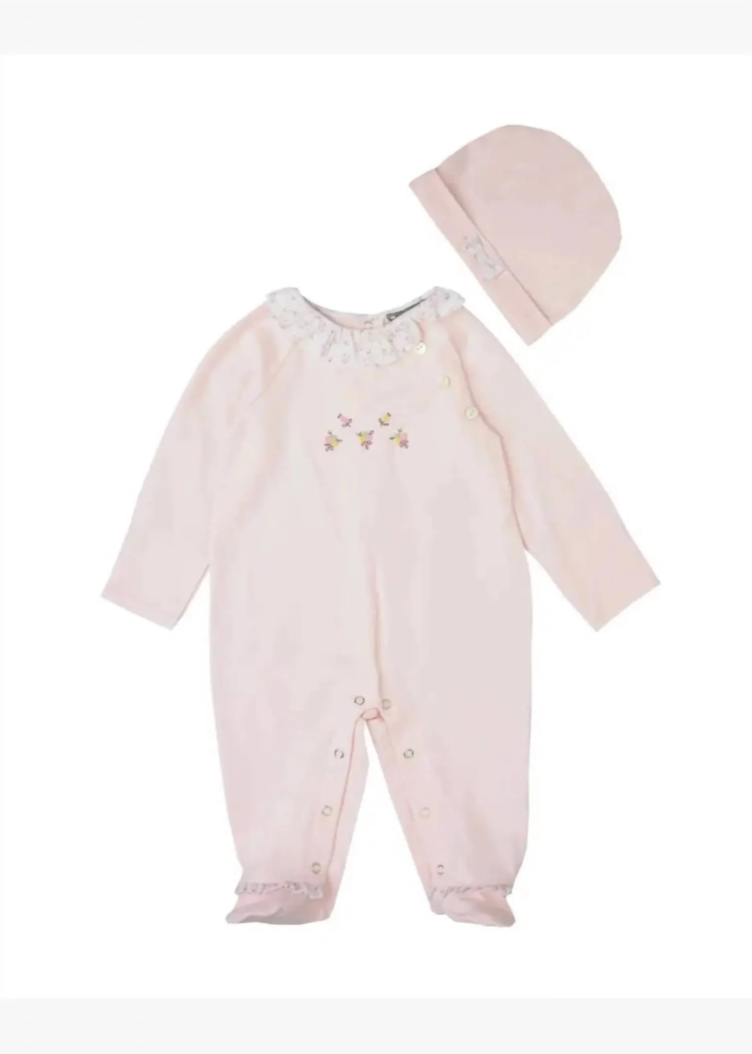 Girls' Knit Floral Footies Set In Blush