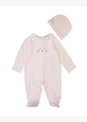 Girls' Knit Floral Footies Set In Blush