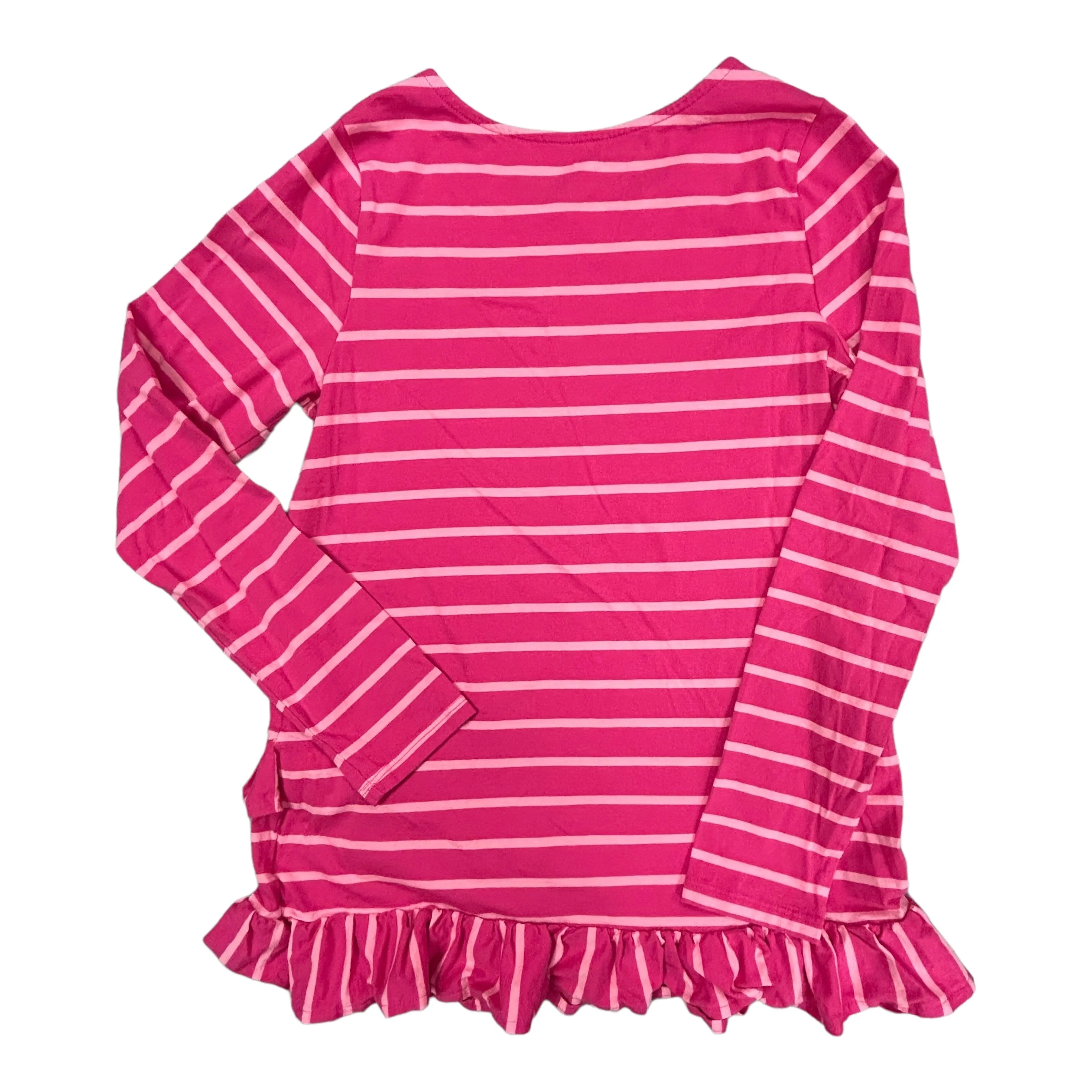 Girls Lands End Size 14 Pink Striped Long-Sleeve Shirt