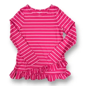 Girls Lands End Size 14 Pink Striped Long-Sleeve Shirt