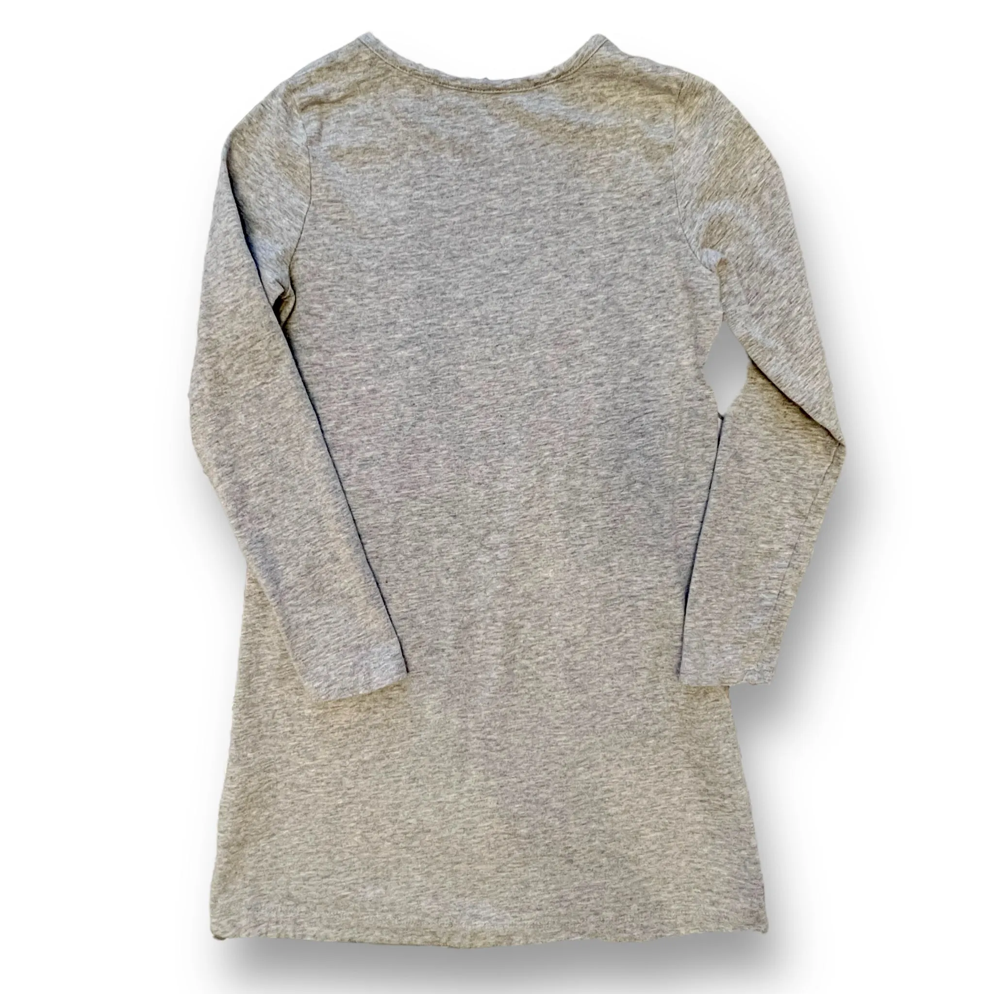 Girls Lands End Size 6X/7 Gray Long Sleeve Owl Dress