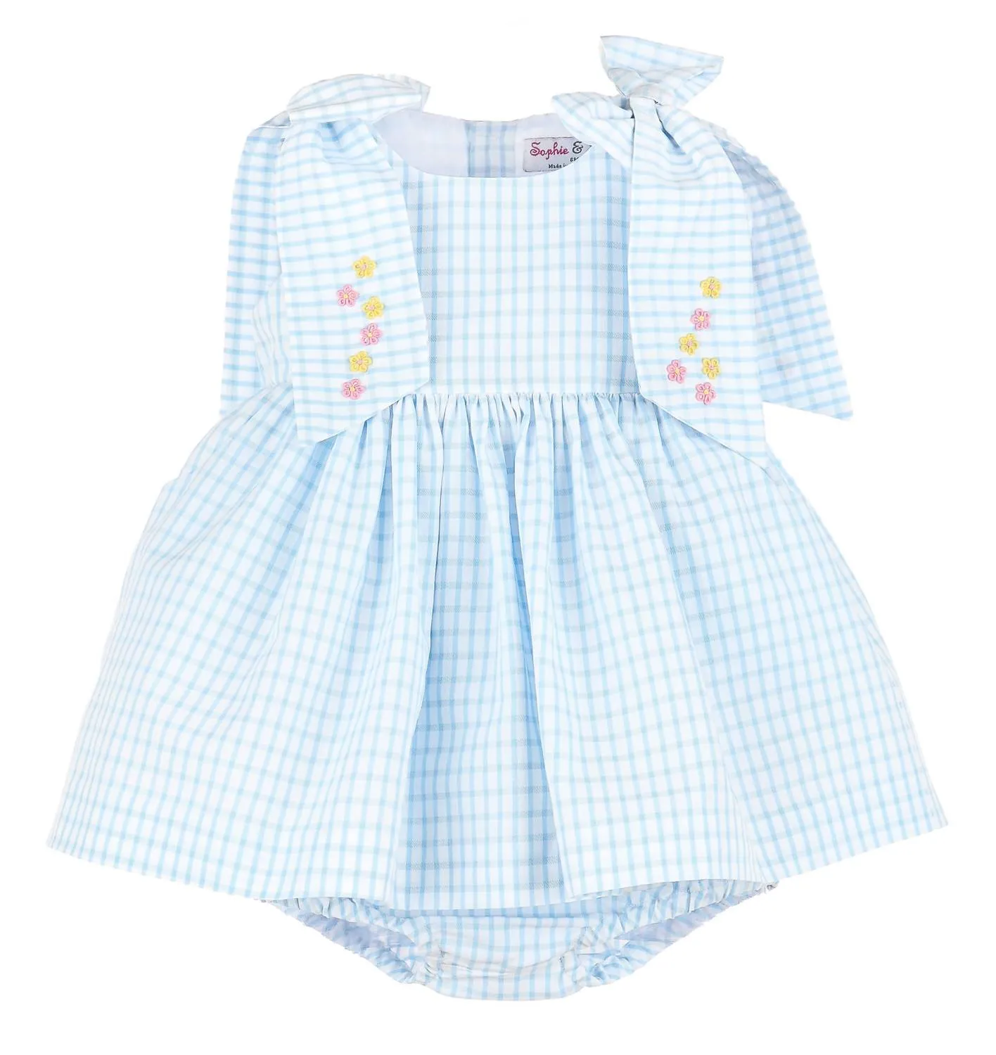 Girls' Lawn Party Bow Dress In Blue Check