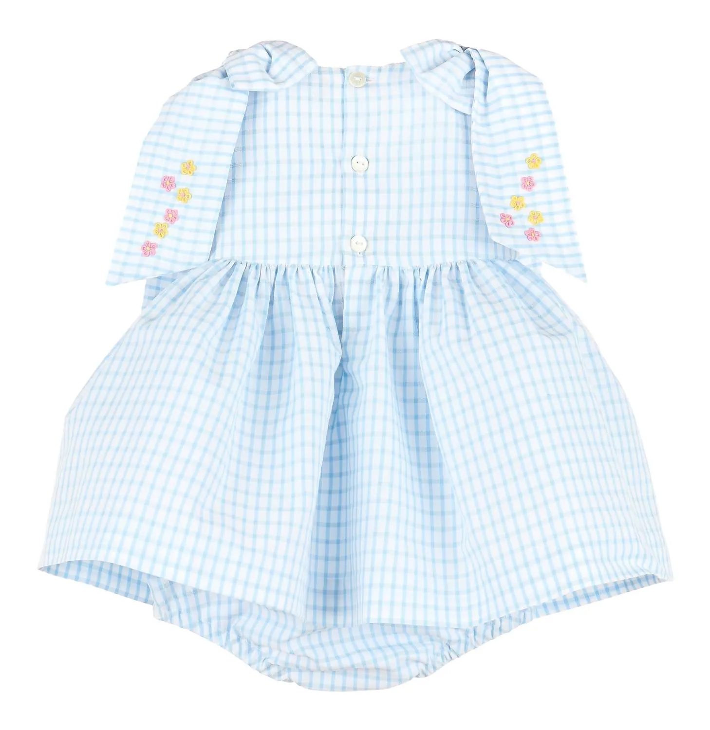 Girls' Lawn Party Bow Dress In Blue Check