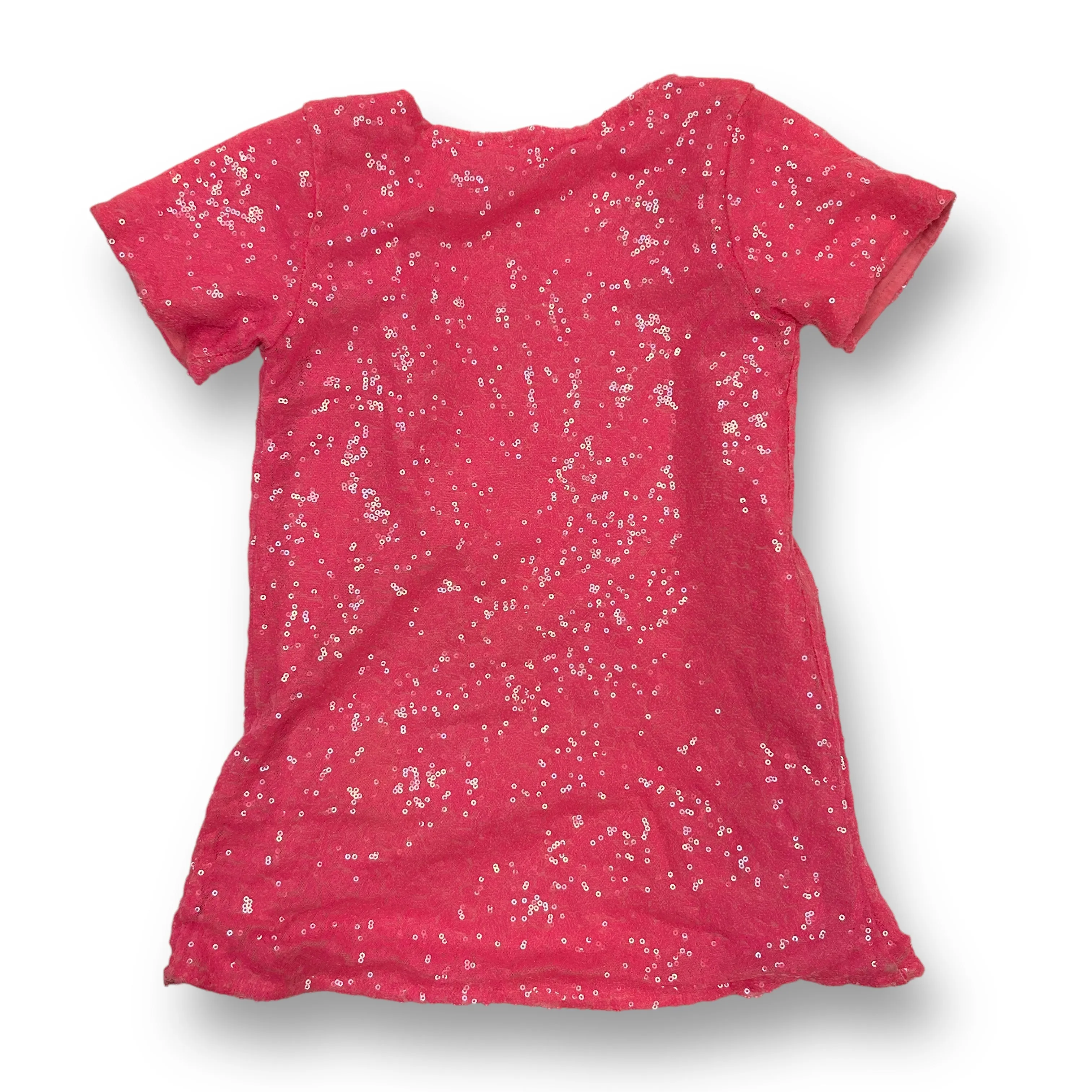 Girls Little Bear & Bean Size 4 Hot Pink Sequin Open Front Short Sleeve Shirt