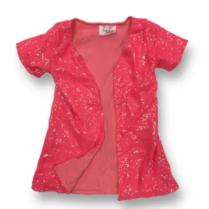 Girls Little Bear & Bean Size 4 Hot Pink Sequin Open Front Short Sleeve Shirt
