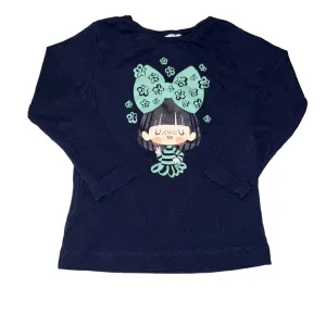 Girls Mayoral Size 5 Dark Blue Long Sleeve Character Shirt