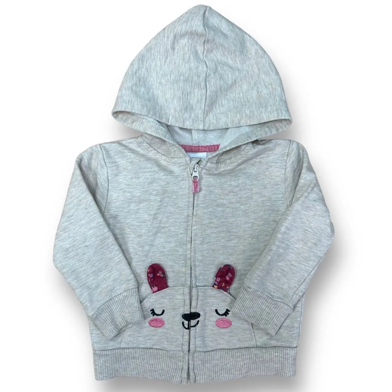 Girls Members Mark Size 9 Months Beige Zippered Hoodie