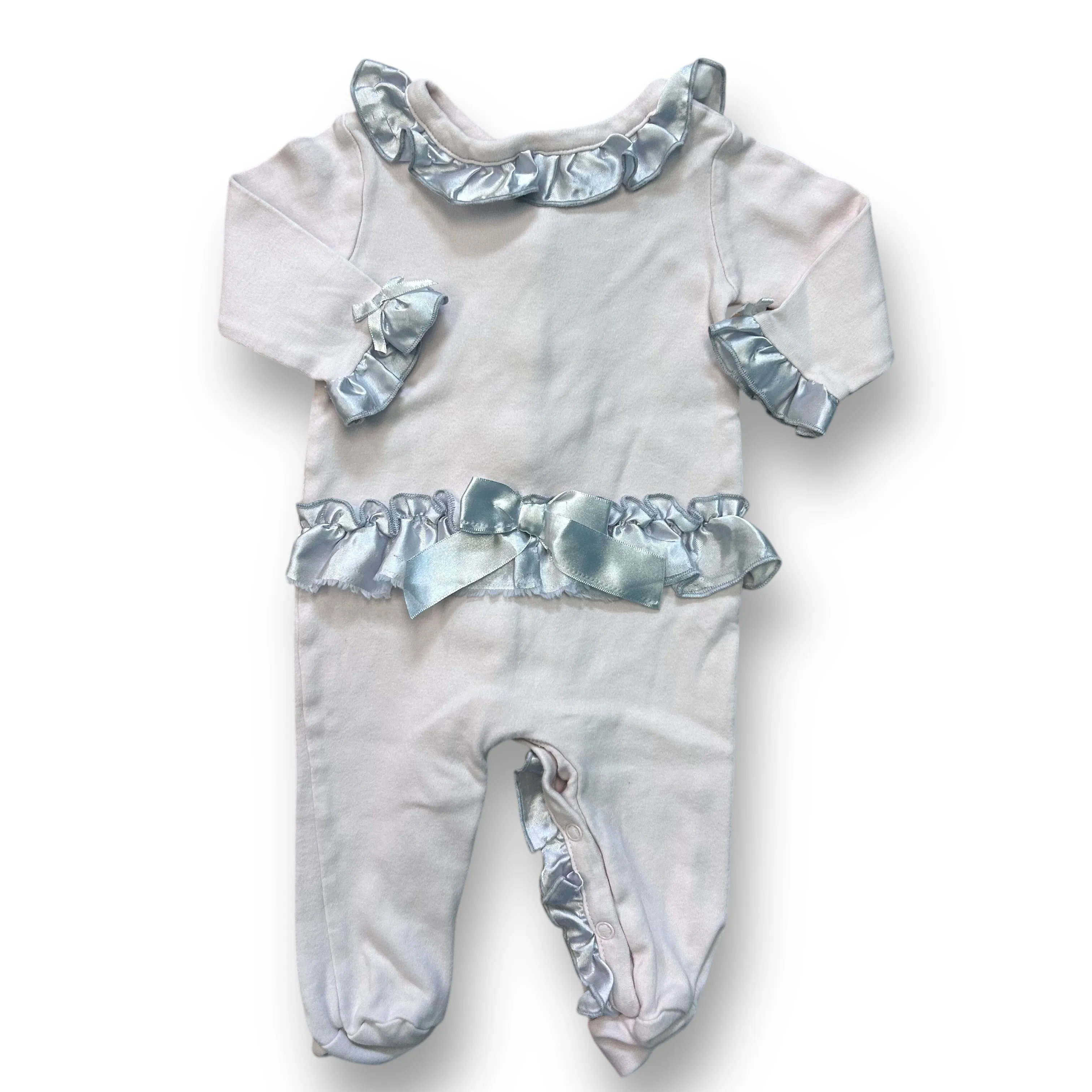 Girls Miniclasico Size 3 Months Lilac & Silver Ruffle Long Sleeve One-Piece