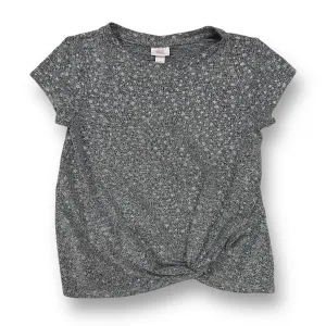 Girls More than Magic Size 6/6X Silver Shimmer Knotted Knit Blouse