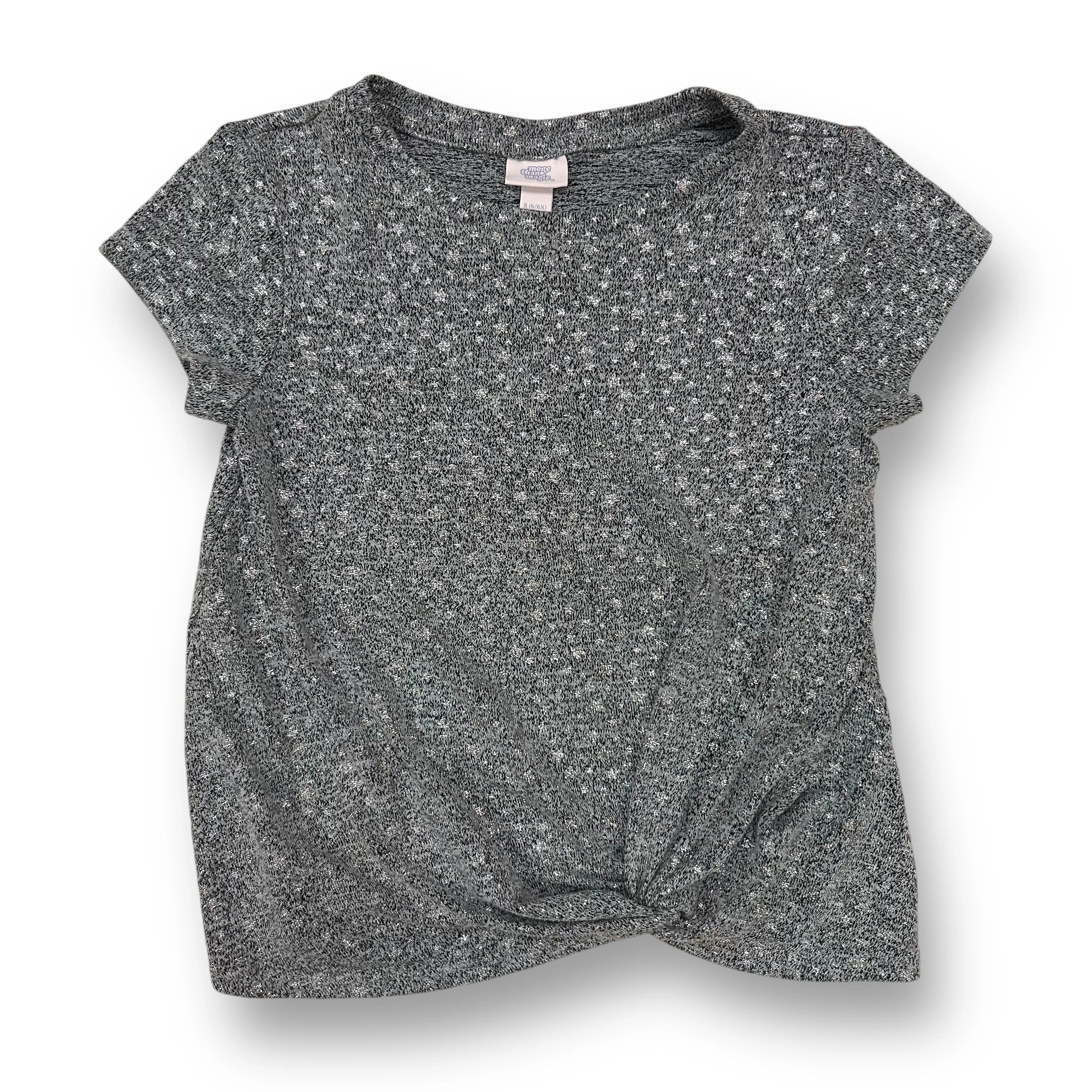 Girls More than Magic Size 6/6X Silver Shimmer Knotted Knit Blouse