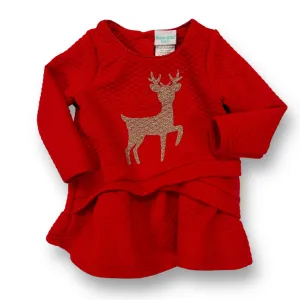 Girls Nannette Size 12 Months Red & Long Sleeve Ruffle Reindeer Top
