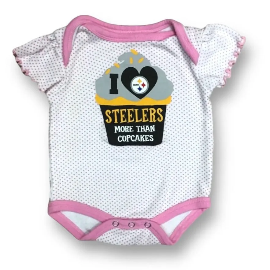 Girls NFL Size 0-3 Months Pink Steelers Football Fan Romper