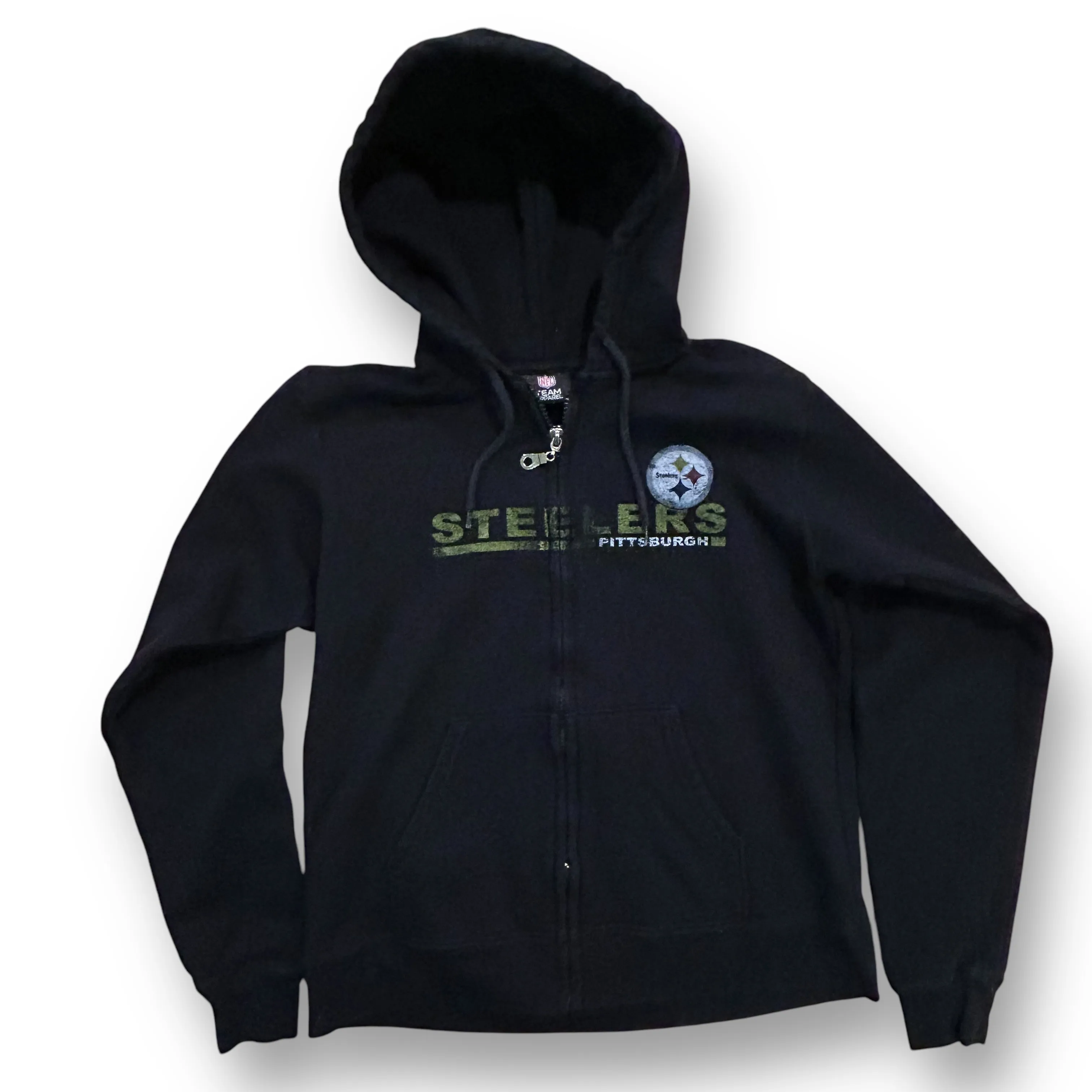 Girls NFL Size 14/16 Youth Steelers Football Black Zippered Hoodie