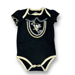 Girls NHL Size 18 Months Black Pens Snap-Bottom Romper