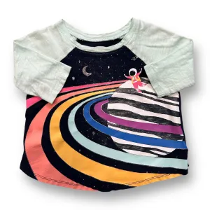 Girls Old Navy Size 18-24 Months Blue & Aqua Outerspace 3/4 Sleeve Shirt