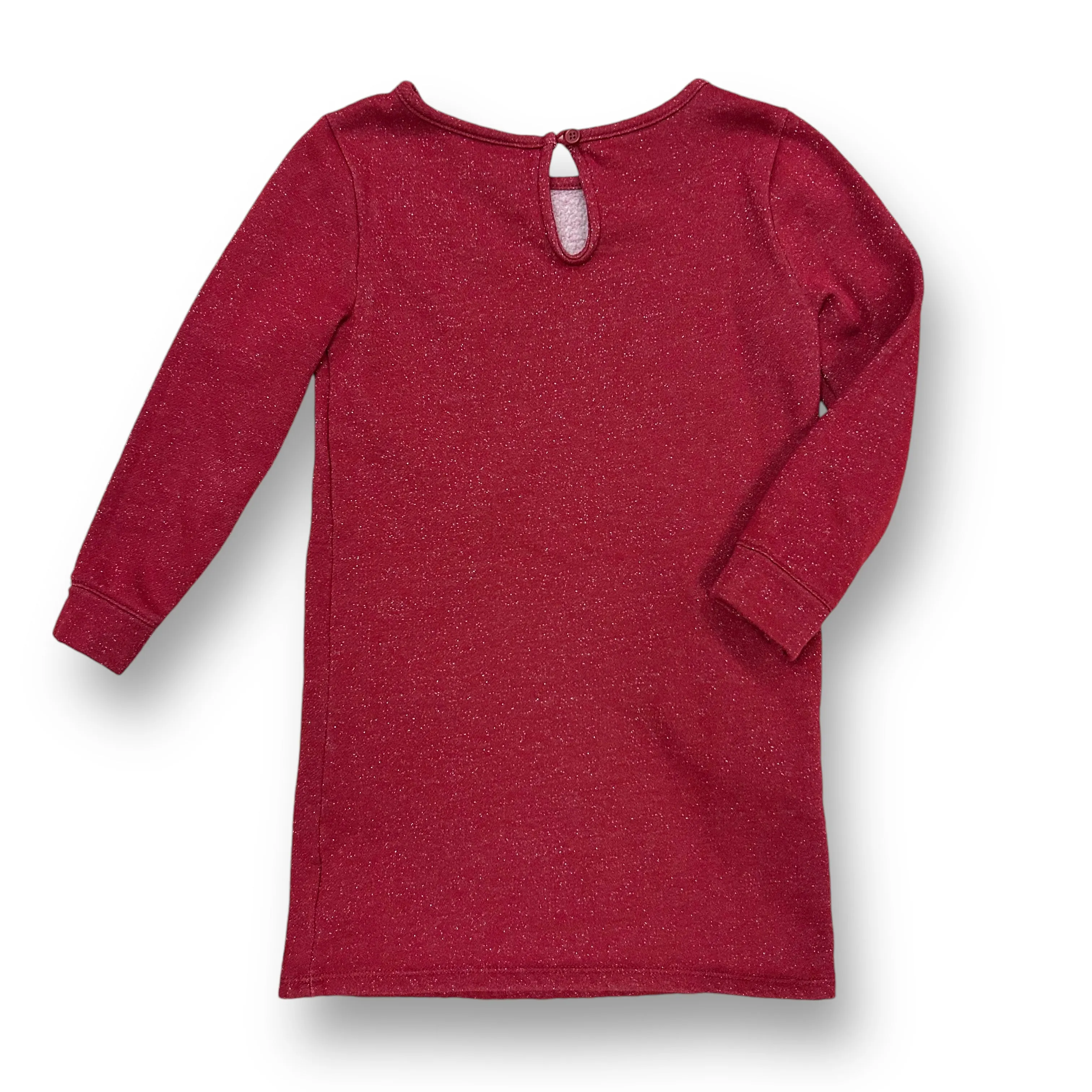 Girls Old Navy Size 5 Maroon Sparkle Long Sleeve Pocket Dress