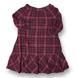 Girls Old Navy Size 5T Burgundy Plaid Long Sleeve Ruffled Dress