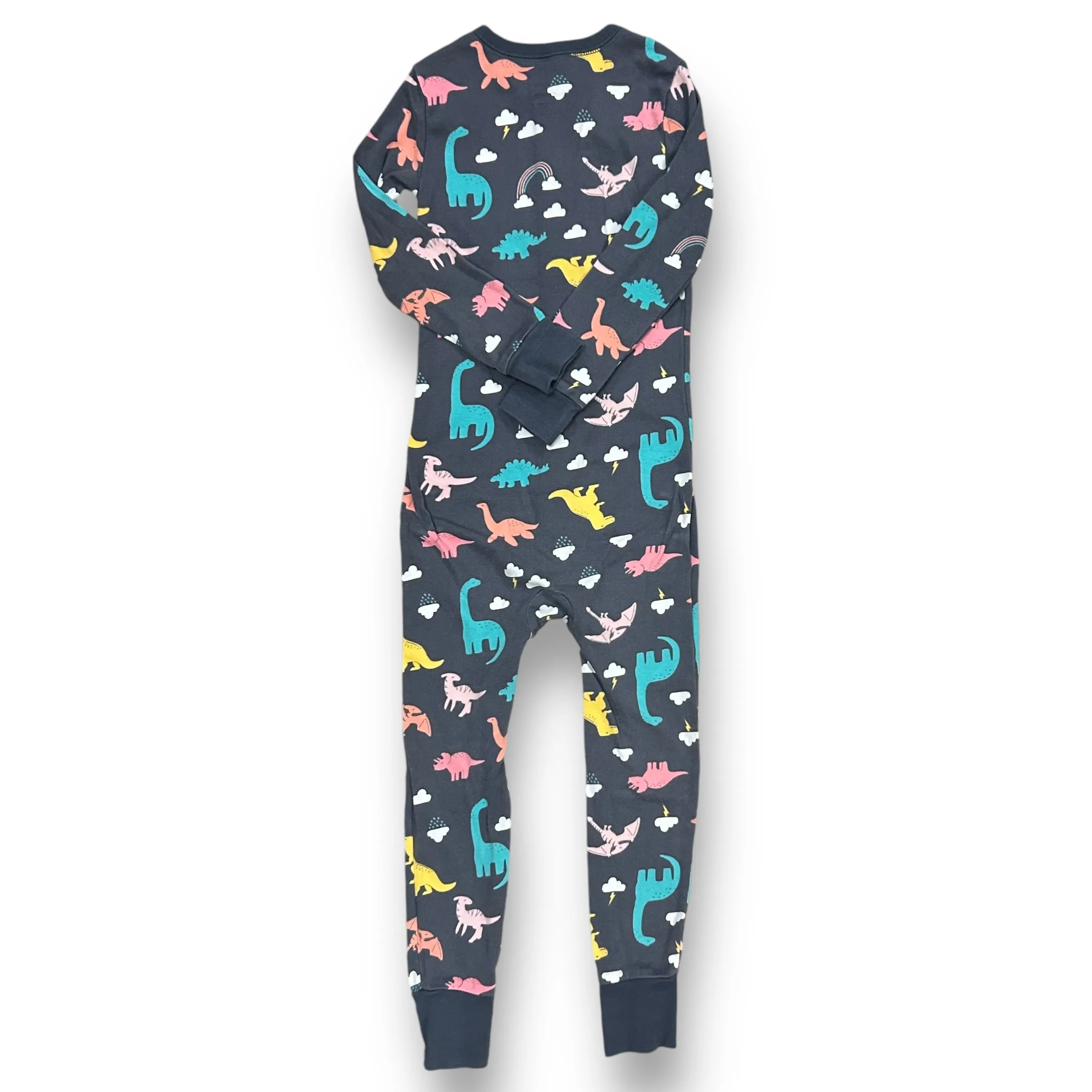 Girls Old Navy Size 5T Gray Dinosaur Print Zip-Up Footless PJ’s