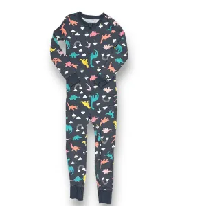 Girls Old Navy Size 5T Gray Dinosaur Print Zip-Up Footless PJ’s