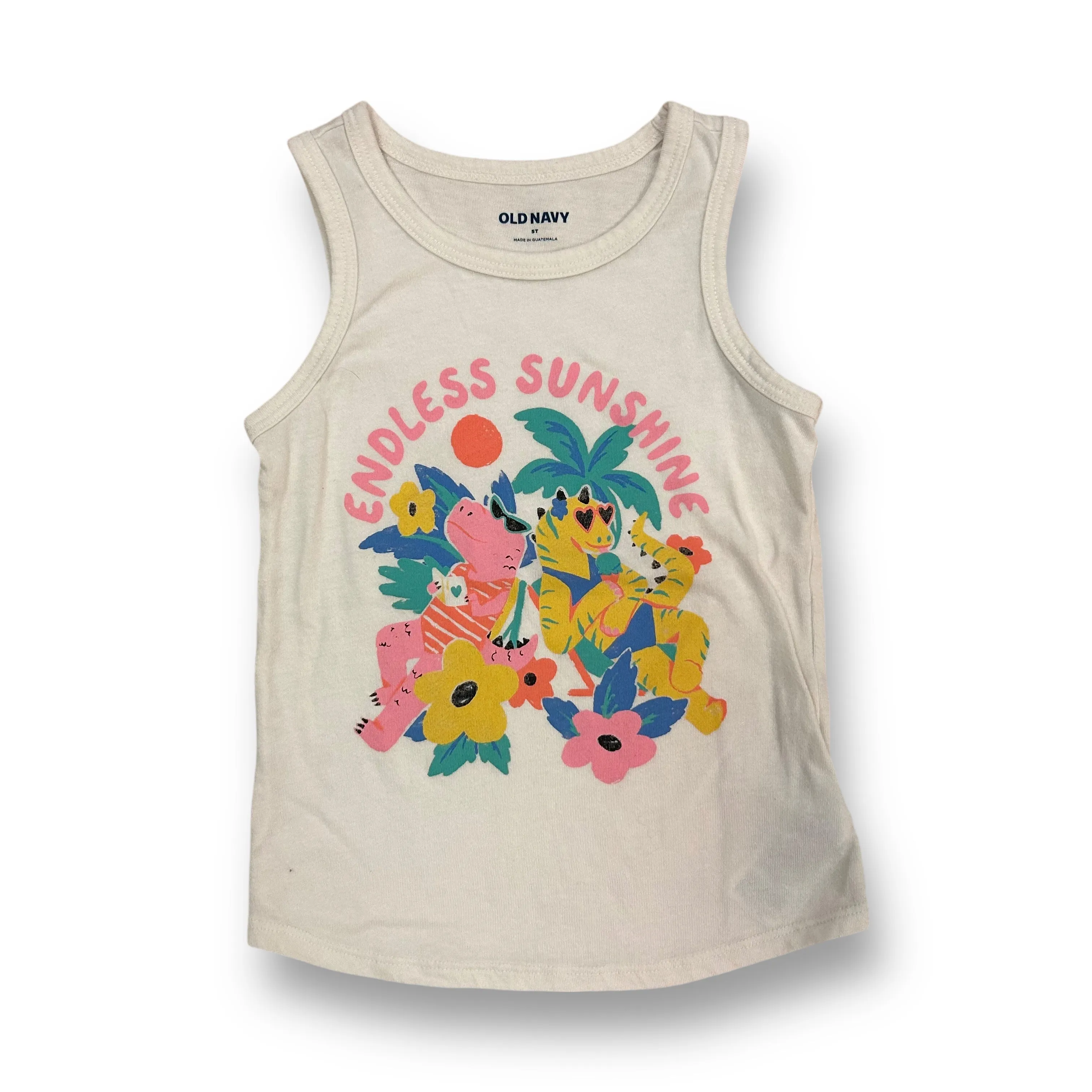 Girls Old Navy Size 5T Off-White Dinosaur Tank Top