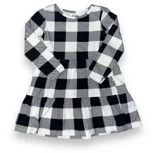 Girls Old Navy Size 6/7 B&W Plaid Long-Sleeve Dress