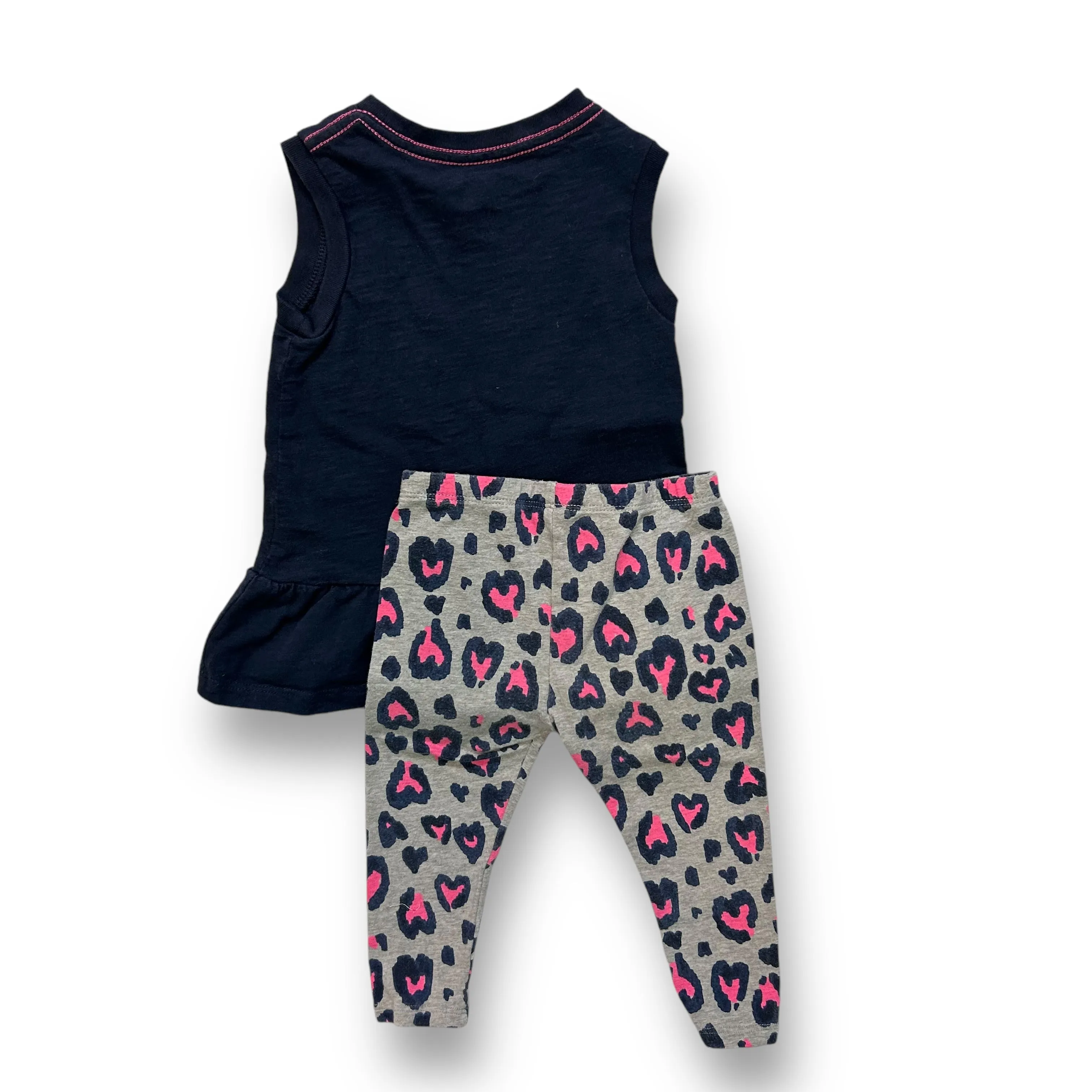 Girls OshKosh Size 18 Months Navy & Gray Sleeveless Animal Print 2-Pc Outfit