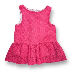 Girls OshKosh Size 2T Hot Pink Lace Sleeveless Ruffle Blouse