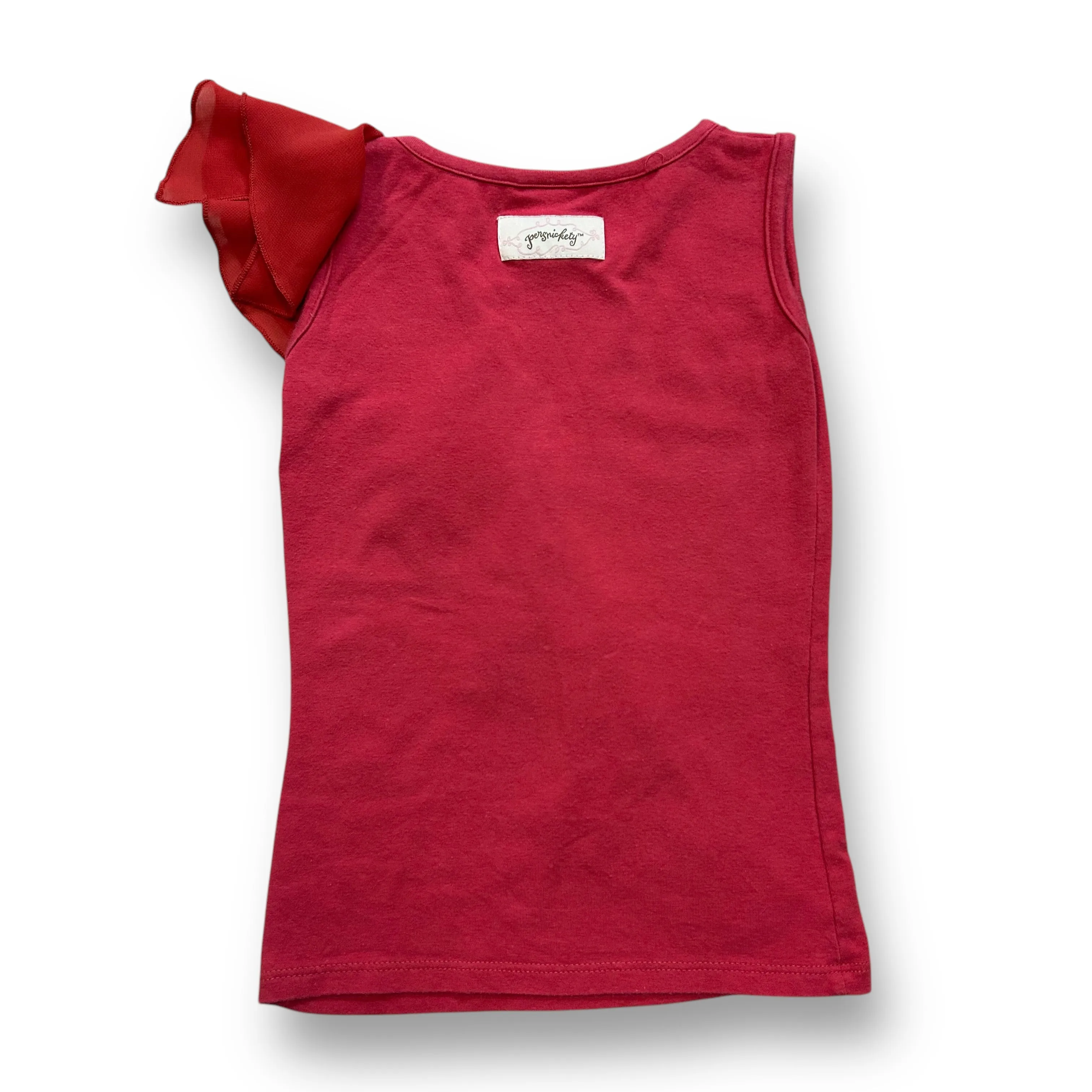 Girls Persnickety Size 2 Dark Pink Ruffled Sleeveless Boutique Top