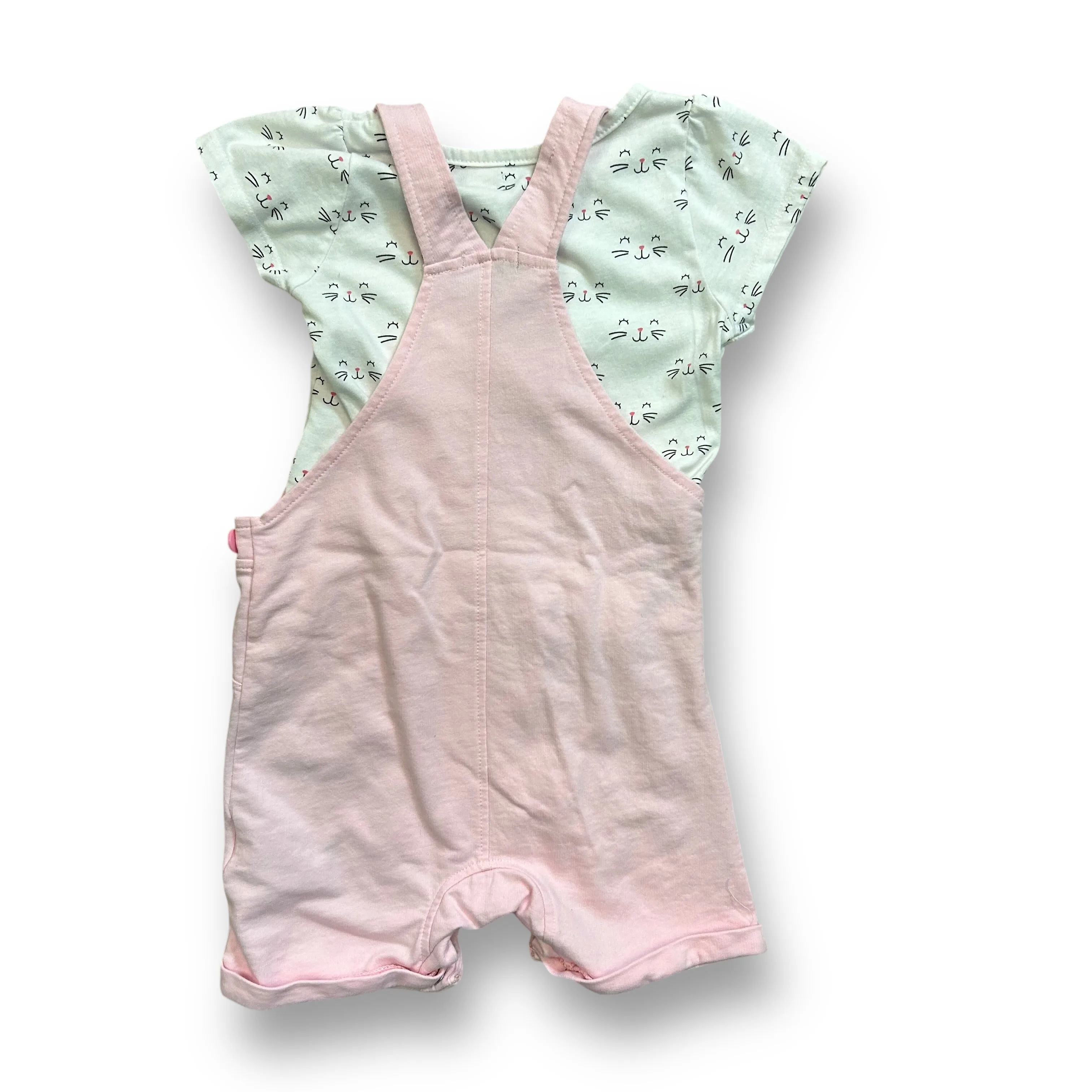 Girls Picapino Size 24 Months Pink & White Kitties 2-Pc Outfit