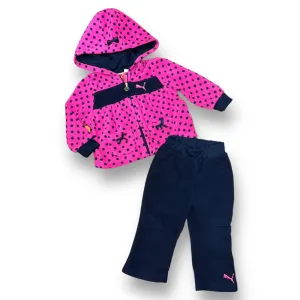 Girls Puma Size 6-9 Months Blue & Pink Hooded Fleece 2-Pc Outfit