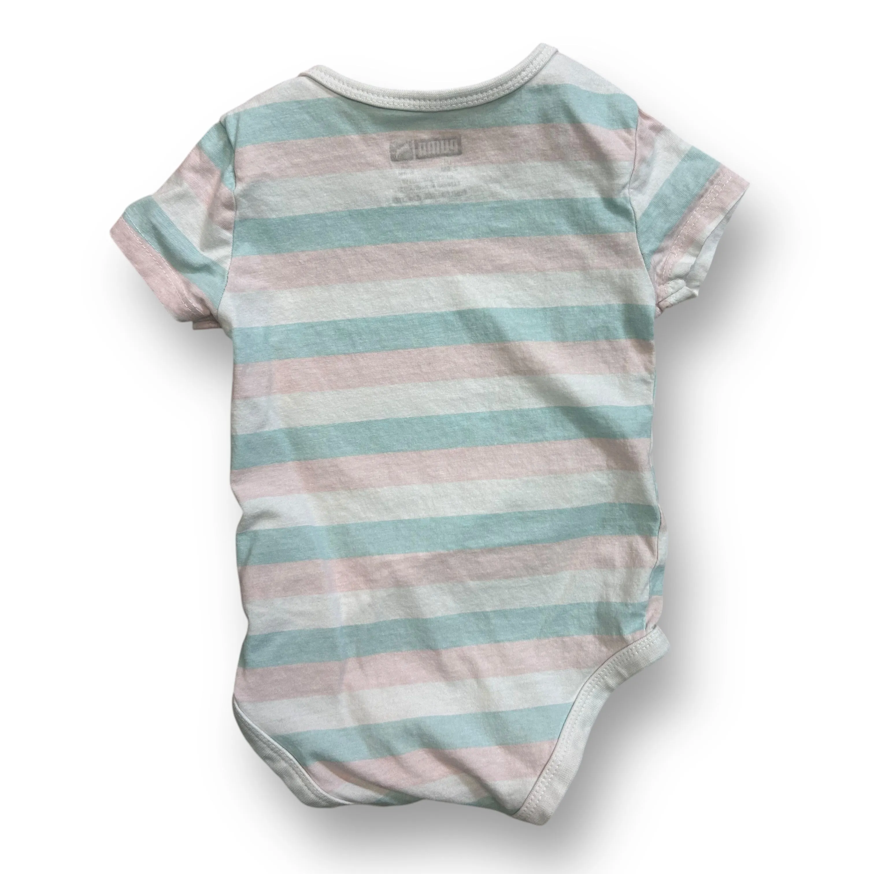 Girls Puma Size 6-9 Months Pink & Blue Striped Snap Bottom Shirt