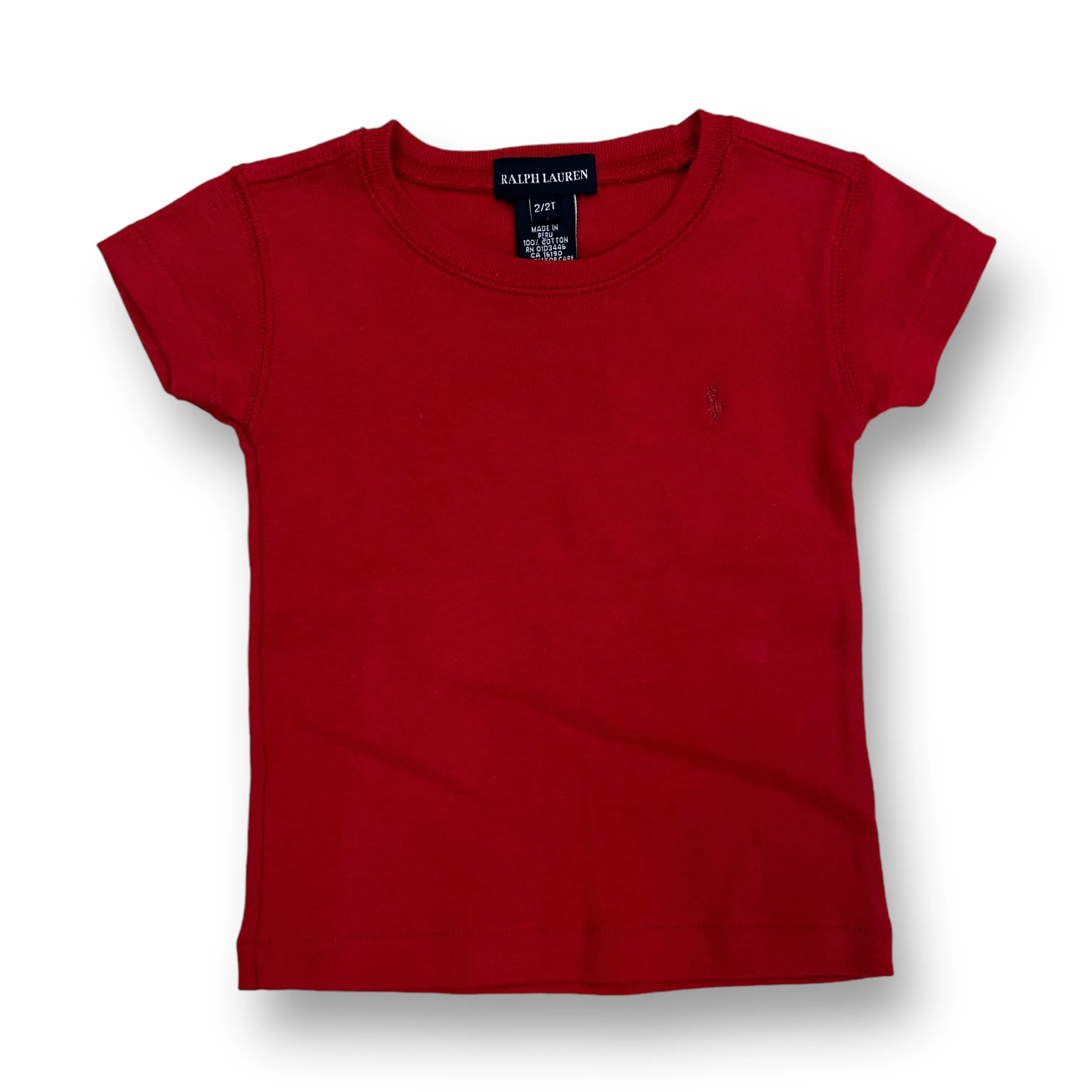 Girls Ralph Lauren Size 2T Red Slim Fit Short Sleeve Shirt