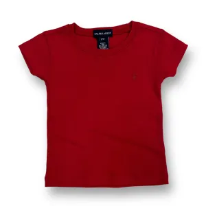 Girls Ralph Lauren Size 2T Red Slim Fit Short Sleeve Shirt