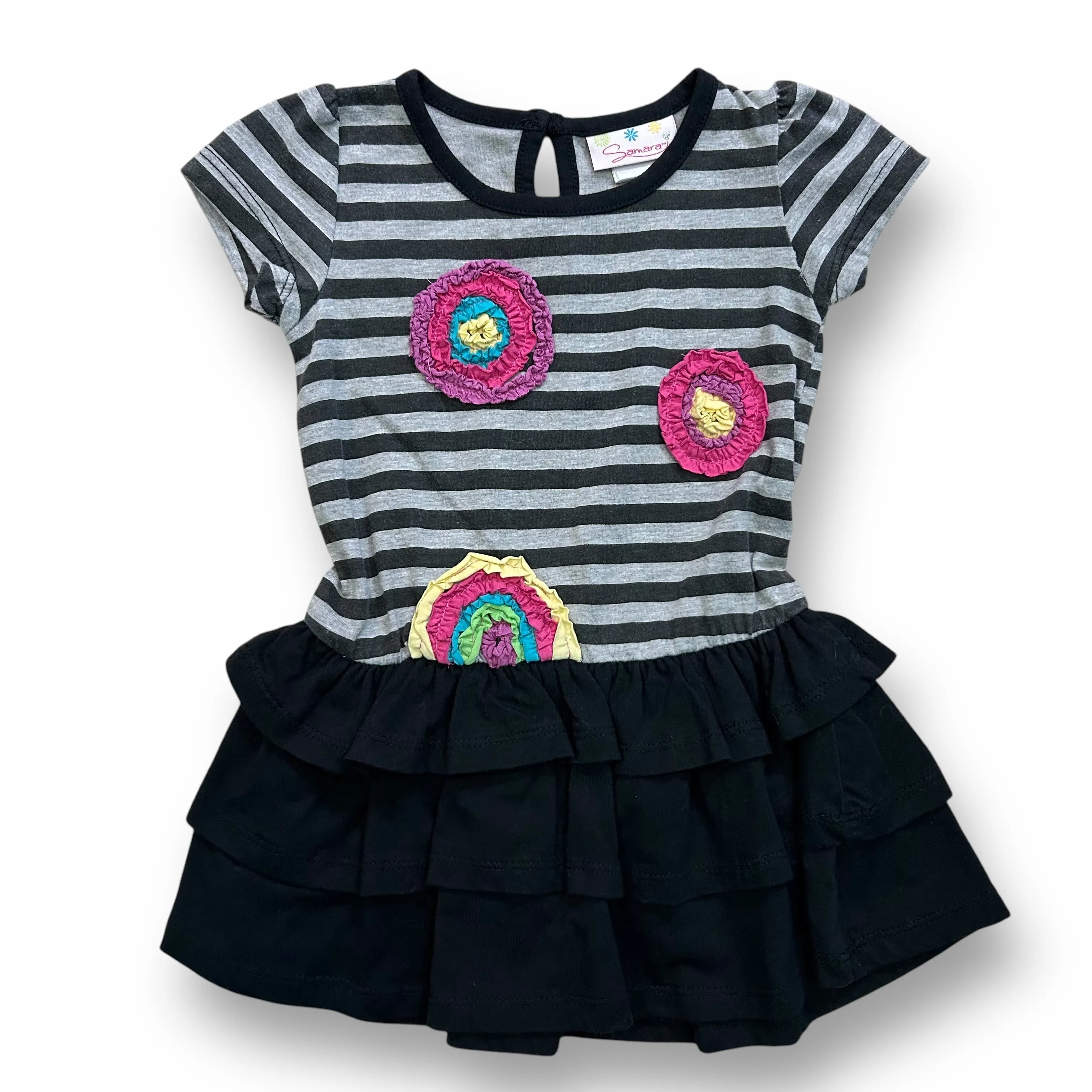 Girls Samara Size 24 Months Black & Gray Striped Ruffled Specialty Dress