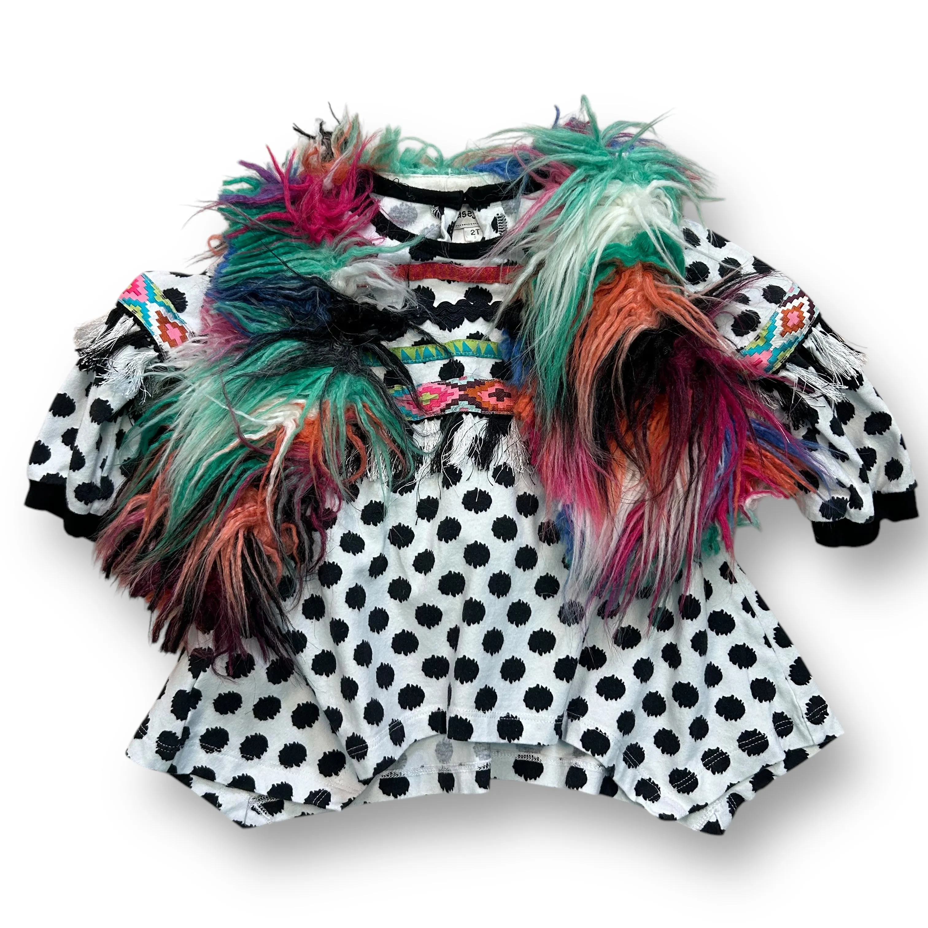 Girls Sassy Me! Size 2T Multi-Color Furry Sweater & Tassel Top