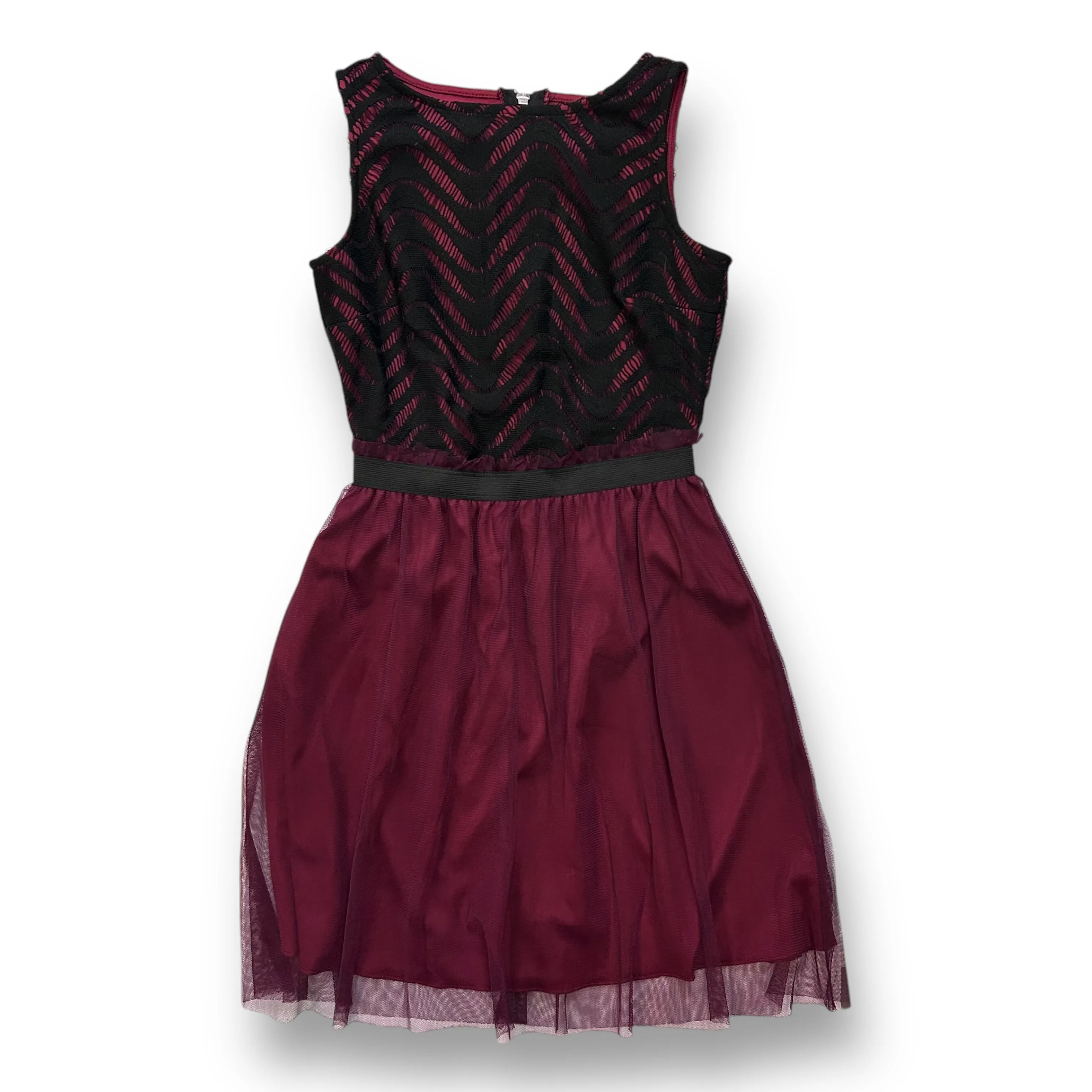 Girls Size 10/12 Black & Maroon Tulle Bottom Sleeveless Dress