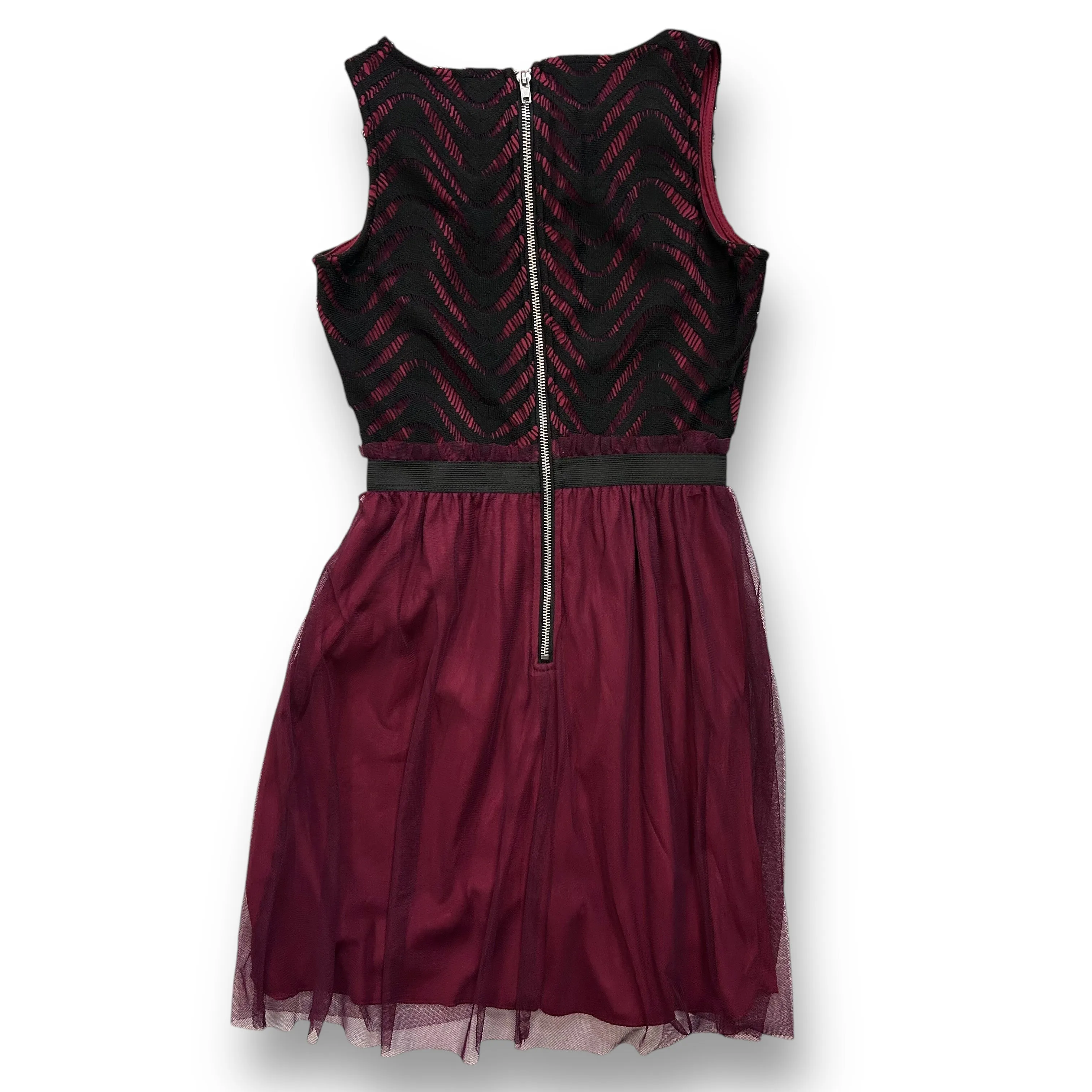 Girls Size 10/12 Black & Maroon Tulle Bottom Sleeveless Dress