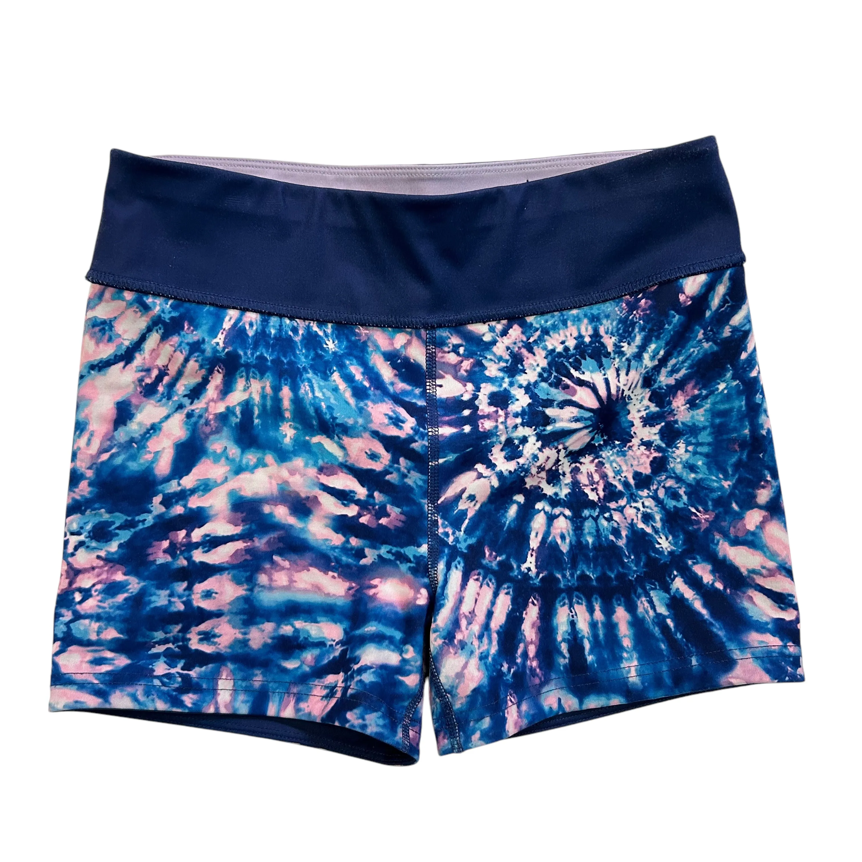 Girls Size 10/12 Justice Blue & Purple Tie Dye Spandex Shorts
