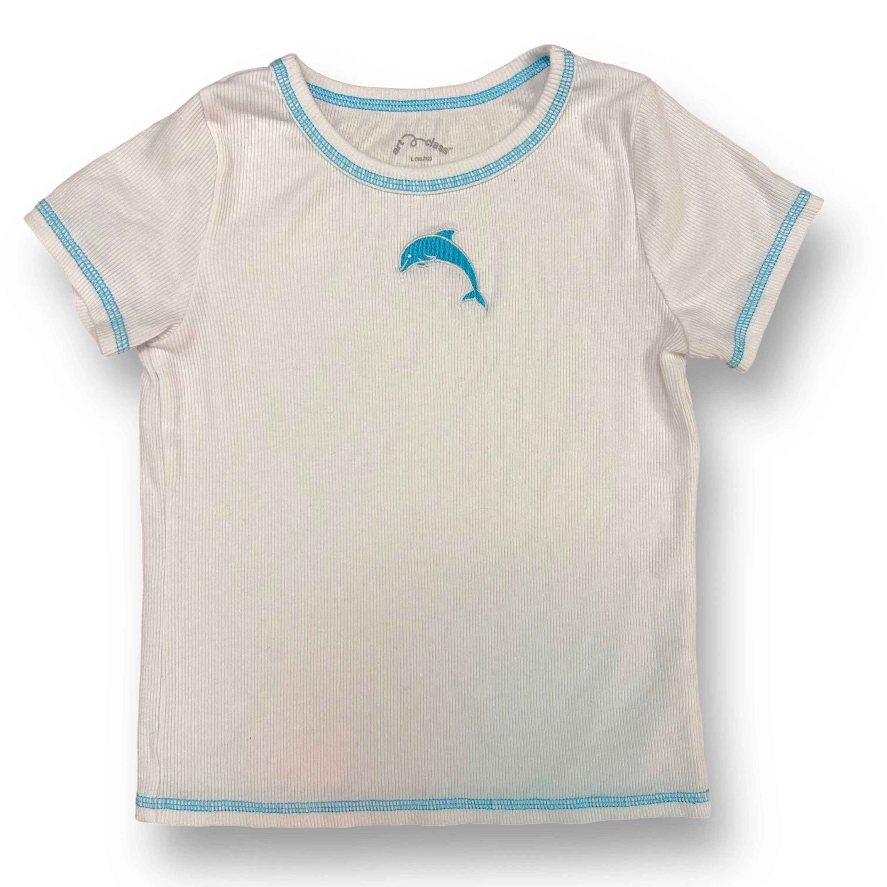 Girls Size 10/12 Youth Art Class 4-Pack Collection of Ribbed Short Sleeve Tops