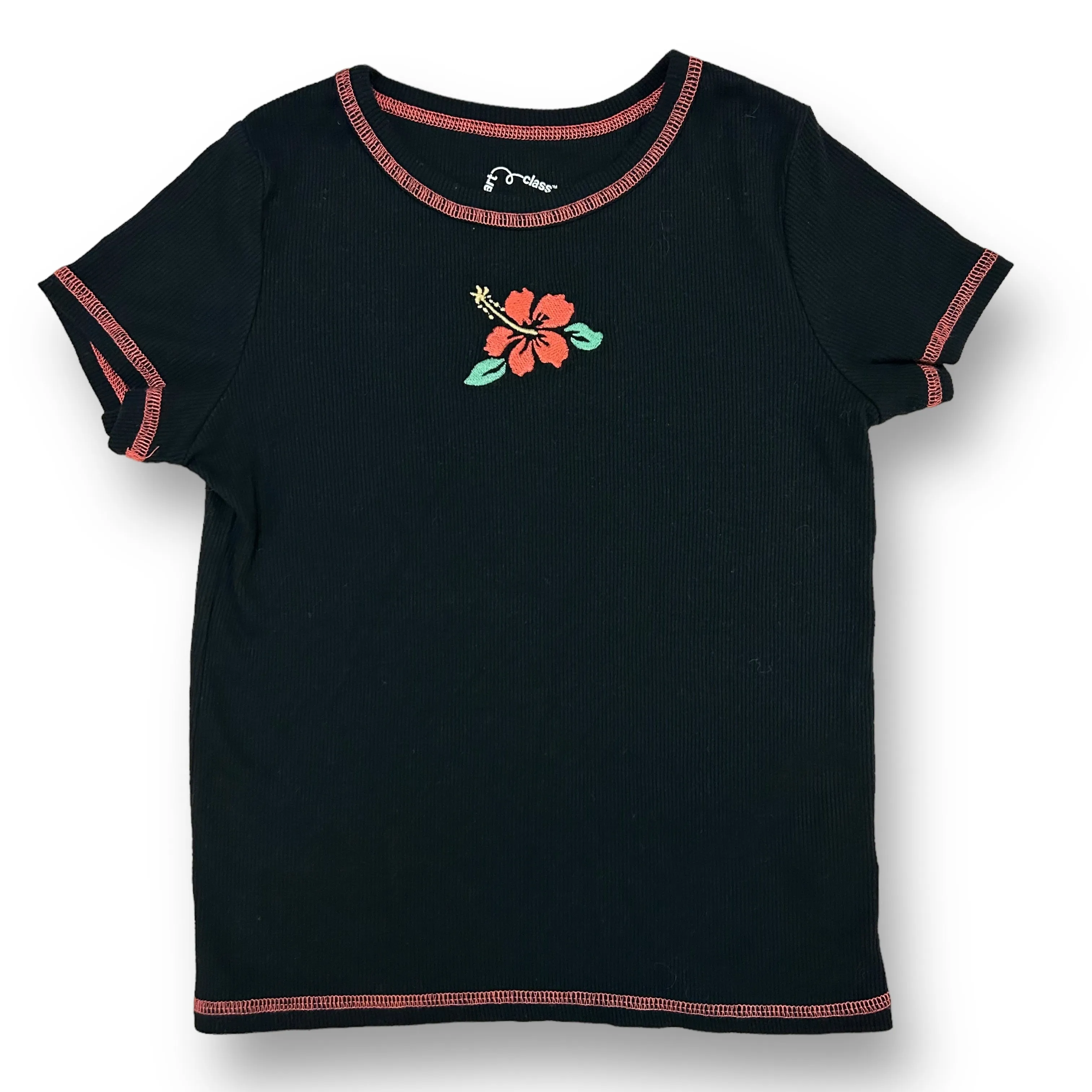Girls Size 10/12 Youth Art Class 4-Pack Collection of Ribbed Short Sleeve Tops