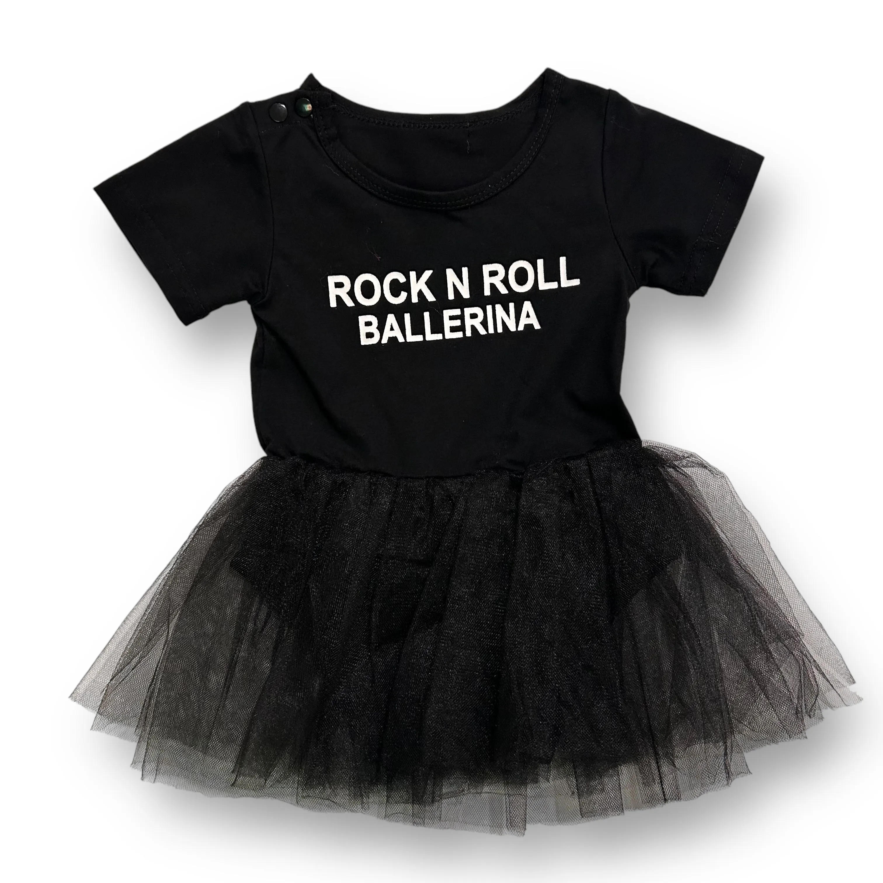 Girls Size 12 Months Black Tulle Bottom Rock N Roll Ballerina Romper