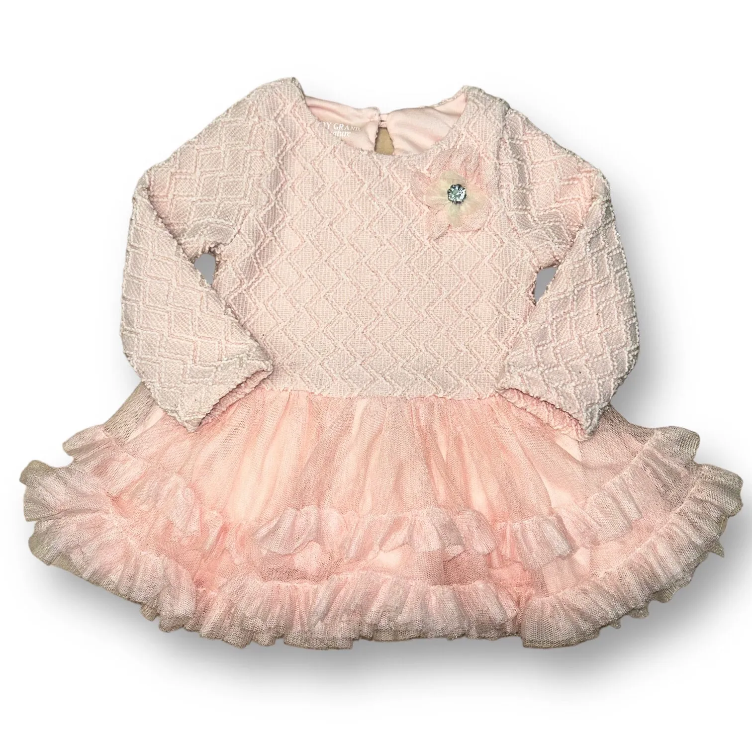 Girls Size 12 Months Peach Embellished Fancy Dress
