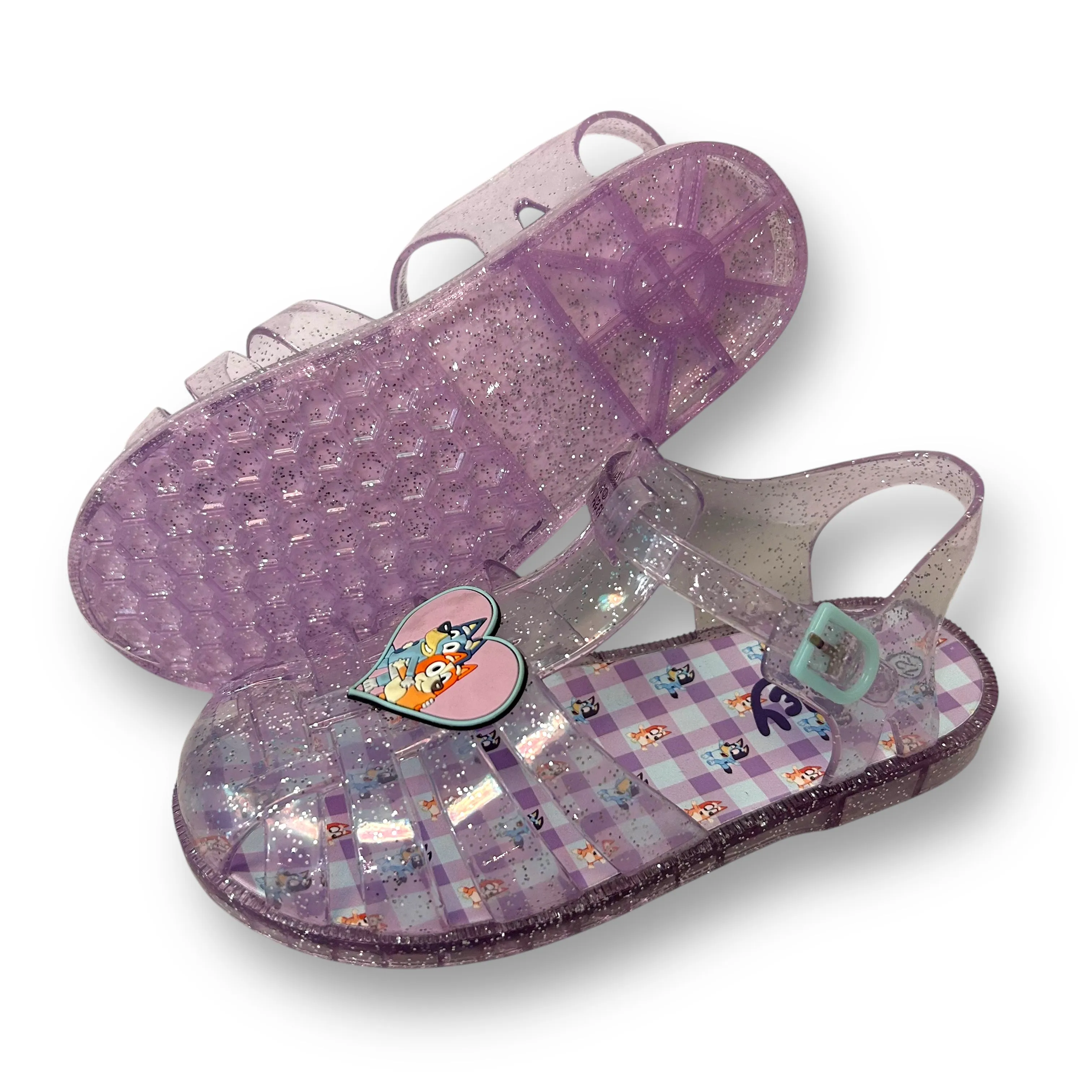 Girls Size 12 Purple Bluey Character Easy-On Jelly Sandals