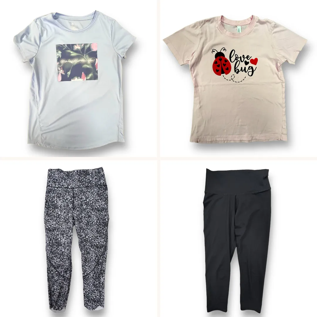 Girls Size 14/16 Youth Mixed Lot of 4 Athletic Legging Capris and Tees
