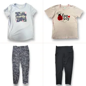 Girls Size 14/16 Youth Mixed Lot of 4 Athletic Legging Capris and Tees