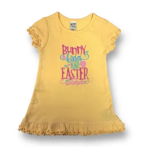 Girls Size 18 Months Easter Dress Yellow Embroidered Bunny Kisses
