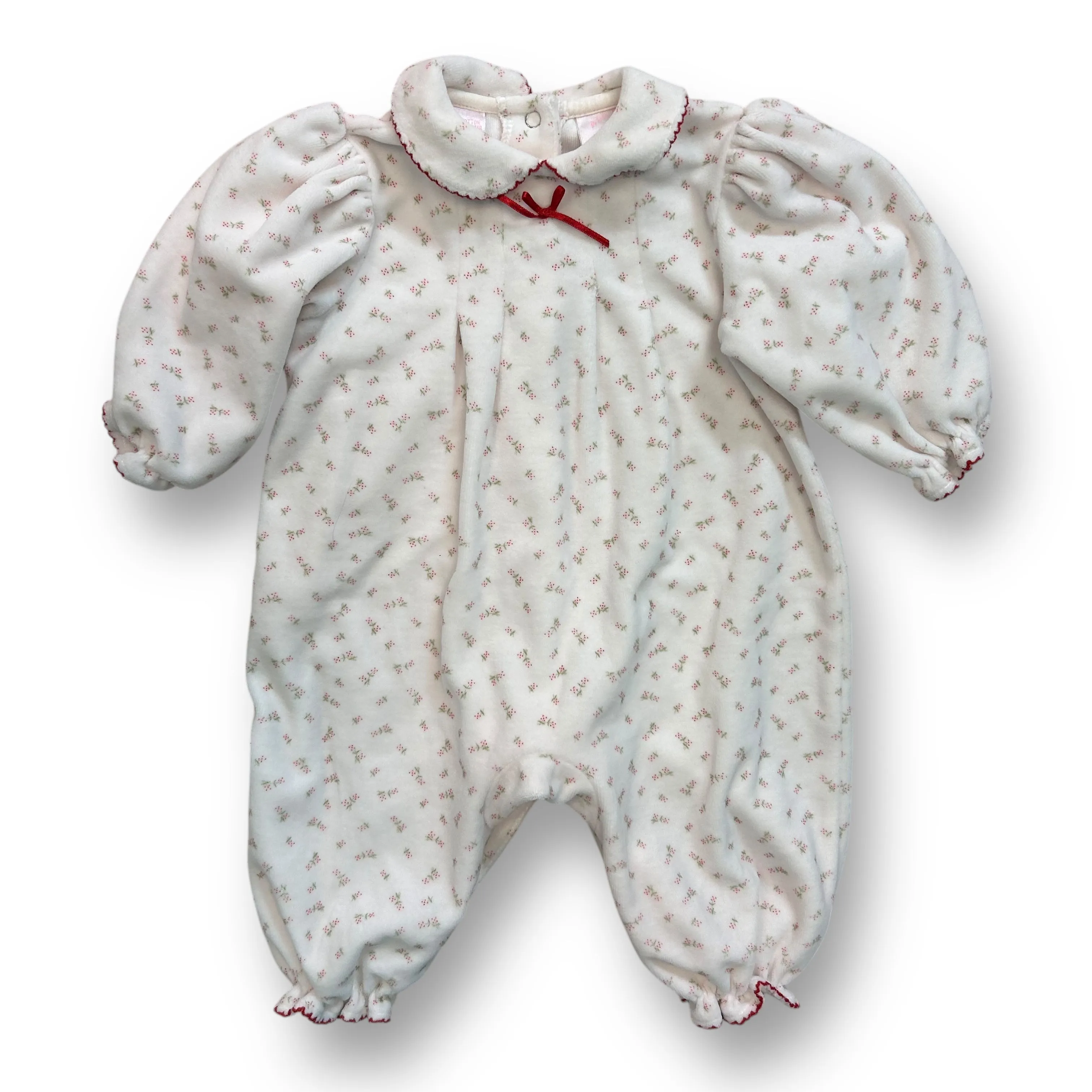 Girls Size 3-6 Months Ivory Soft Velour Collared One-Piece
