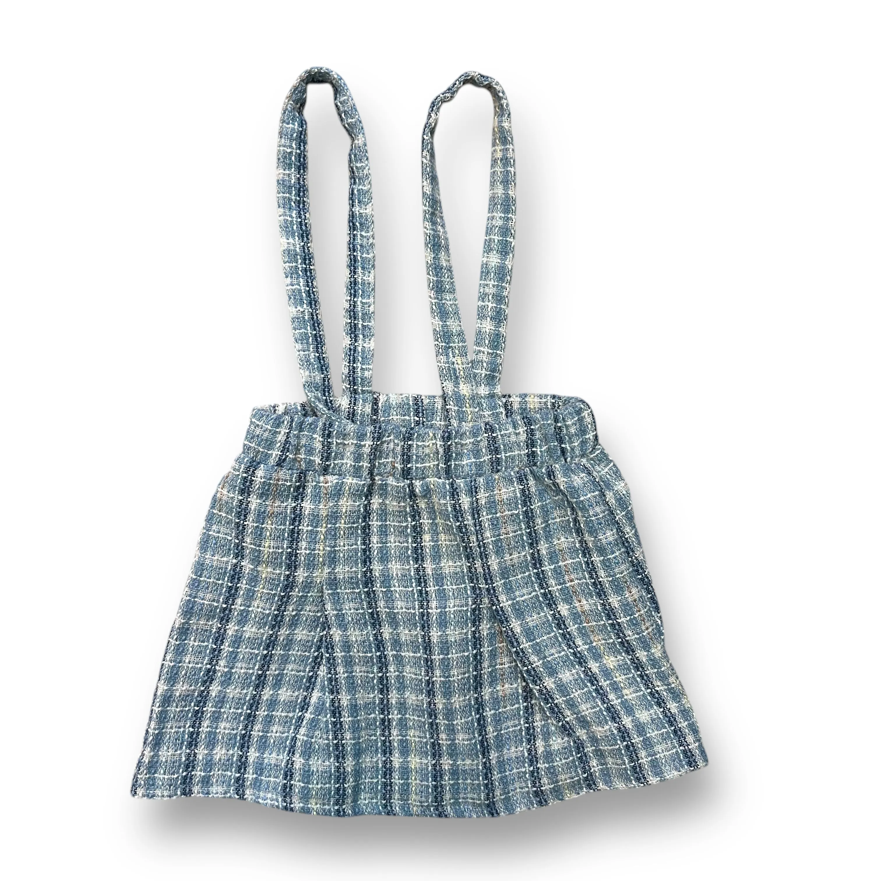 Girls Size 3T/4T Plaid Tweed Jumper Dress with Button Closure Overalls