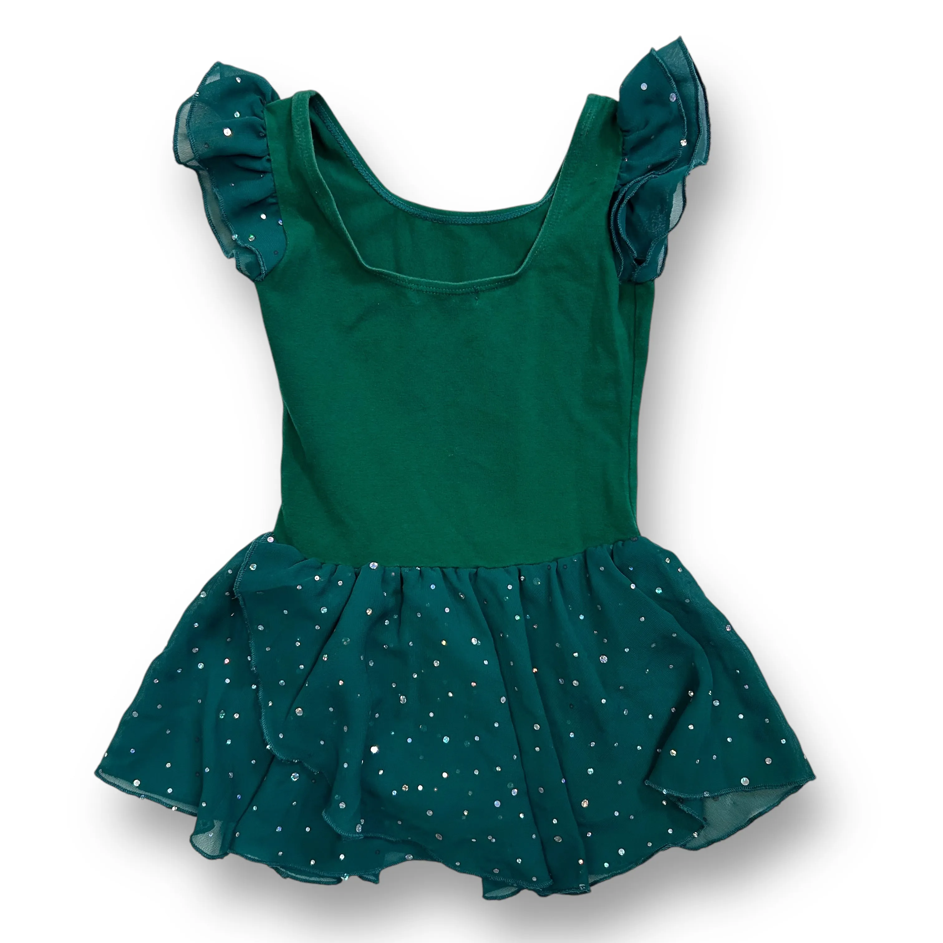 Girls Size 4/5 Dance Leotard Green Tulle Skirted Ballet One-Piece